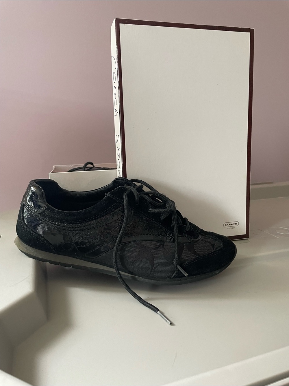 Coach Black Signature Low-Top Lace-Up Sneaker